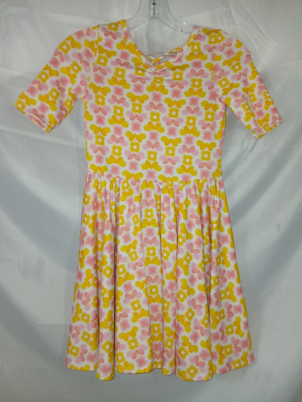 Dot Dot Smile Pink and Yellow Floral Fit & Flare Dress
